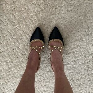 Black and Tan studded pumps
